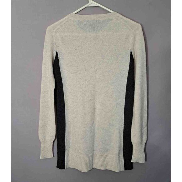 Aqua cashmere womens small sweater gray cream gray light cashmere color block - Picture 5 of 7